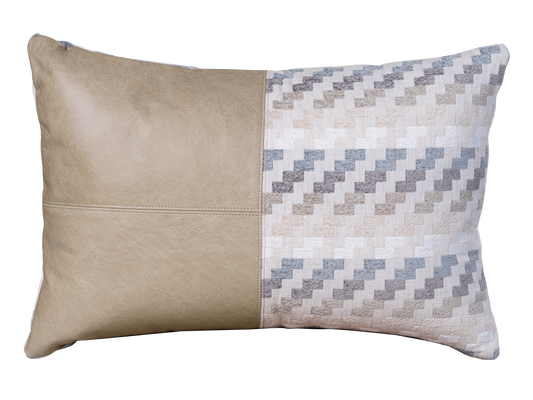 Rectangular leather & fabric Cushion