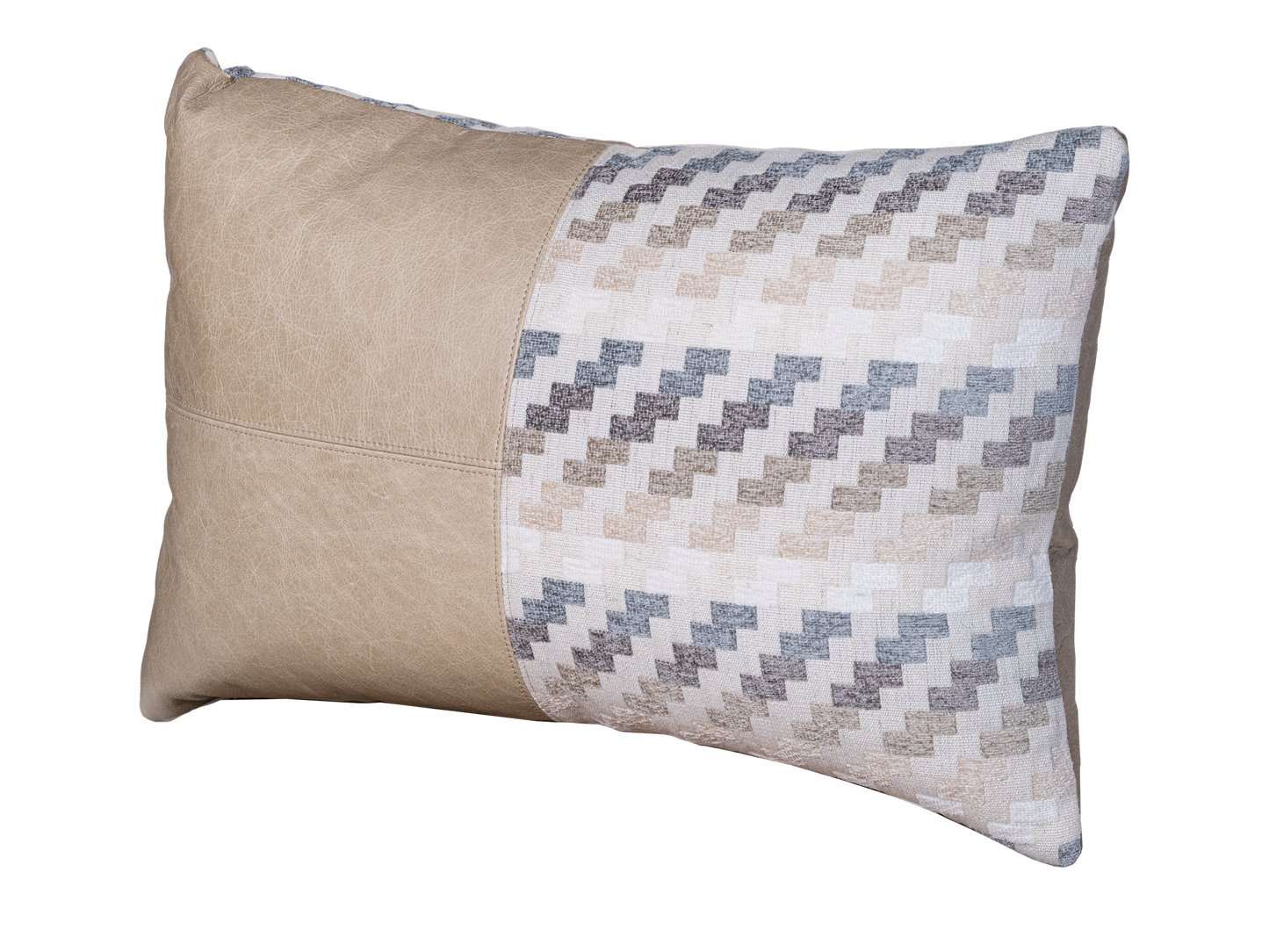 Rectangular leather & fabric Cushion