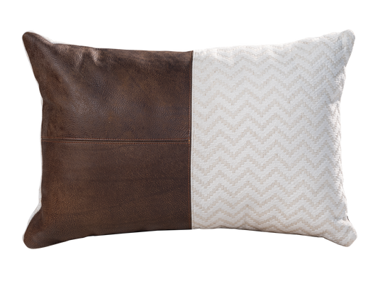 Rectangular leather & fabric Cushion