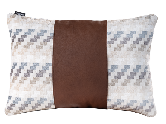 Rectangular leather & fabric Cushion