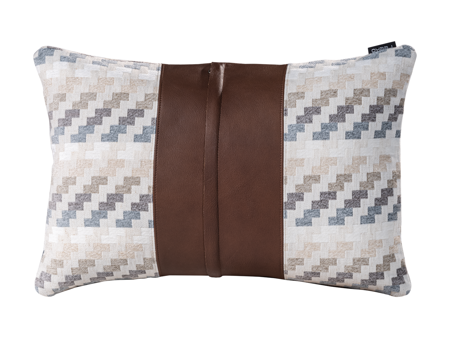 Rectangular leather & fabric Cushion