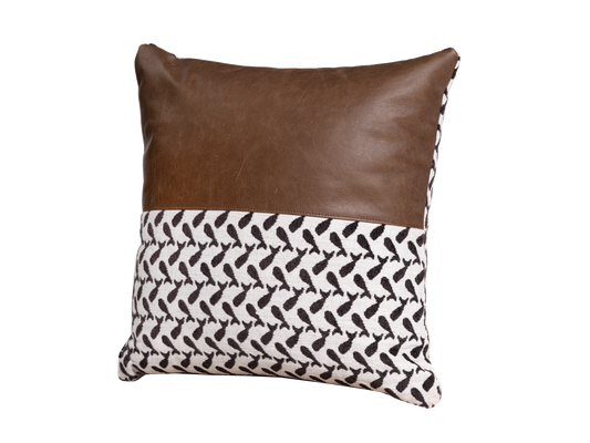 Square leather & fabric Cushion