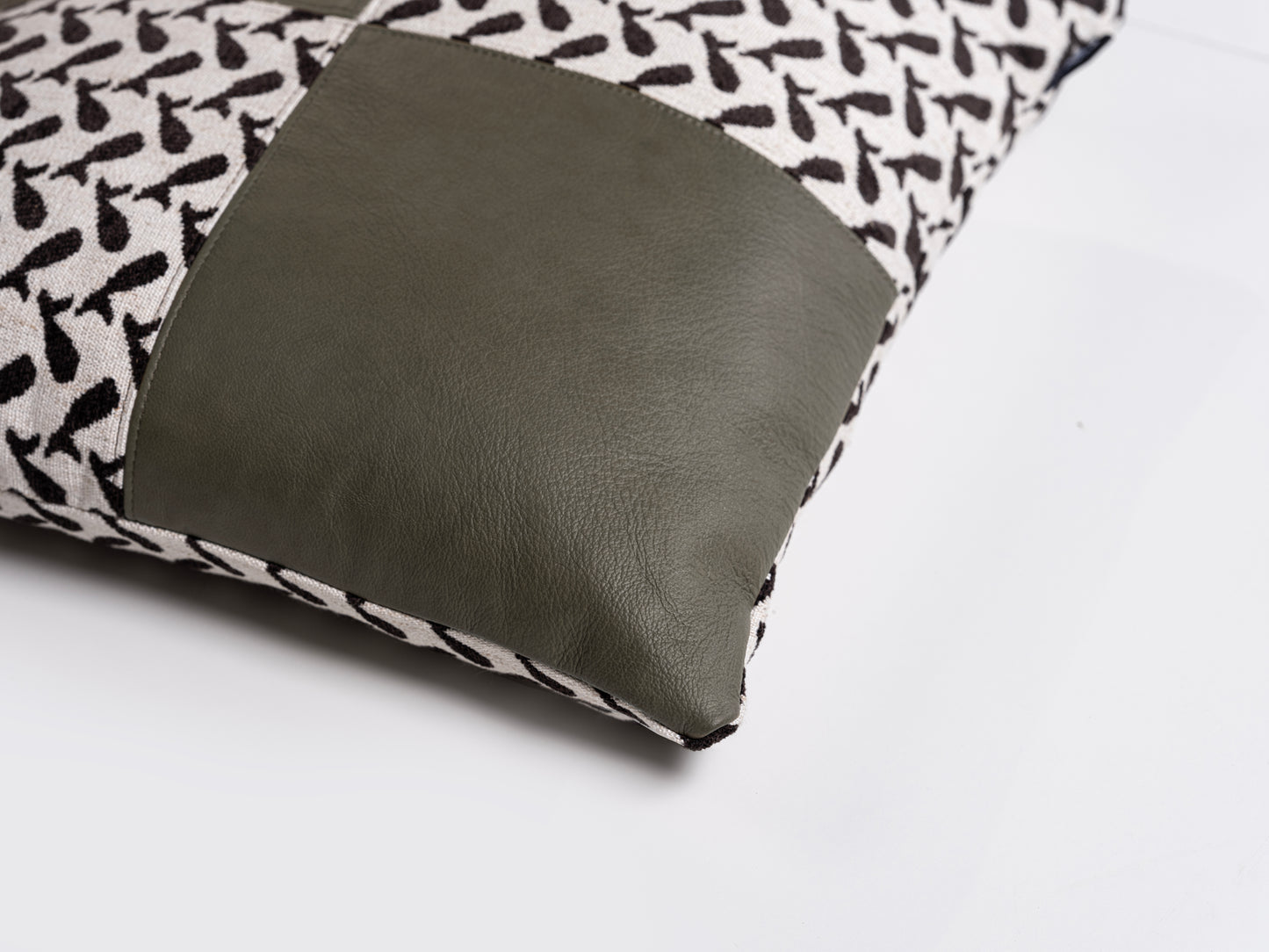 Square leather & fabric Cushion