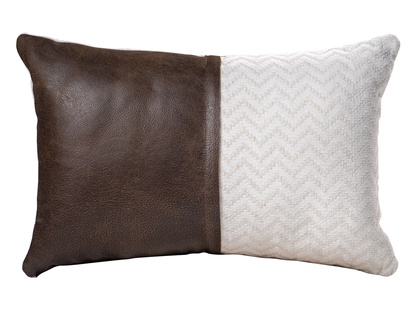 Rectangular leather & fabric Cushion