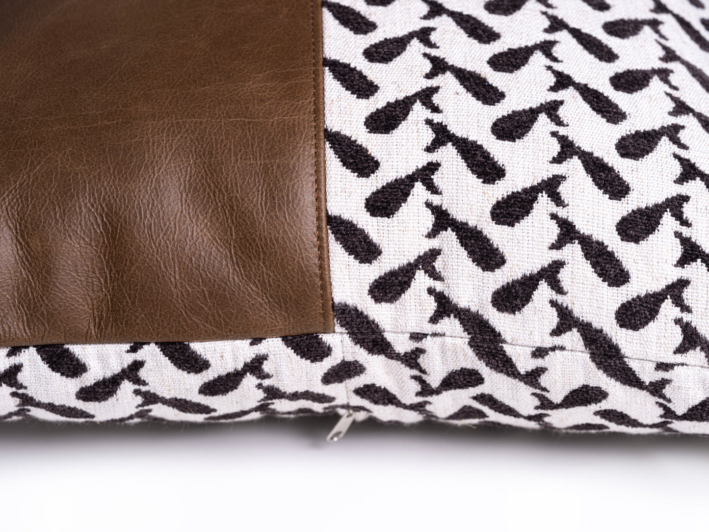 Square leather & fabric Cushion